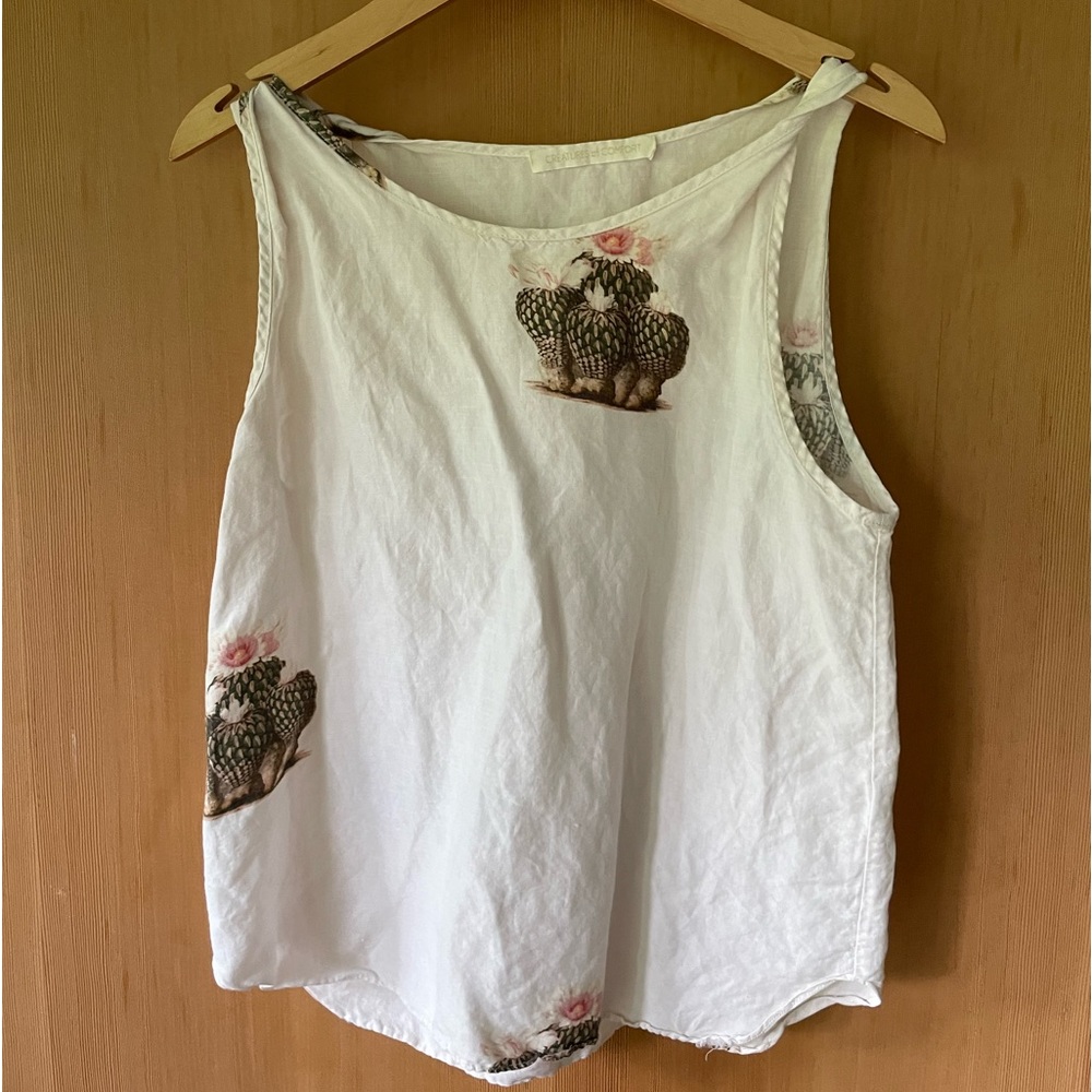 Creatures of Comfort Cactus Linen Tank Top, Size S